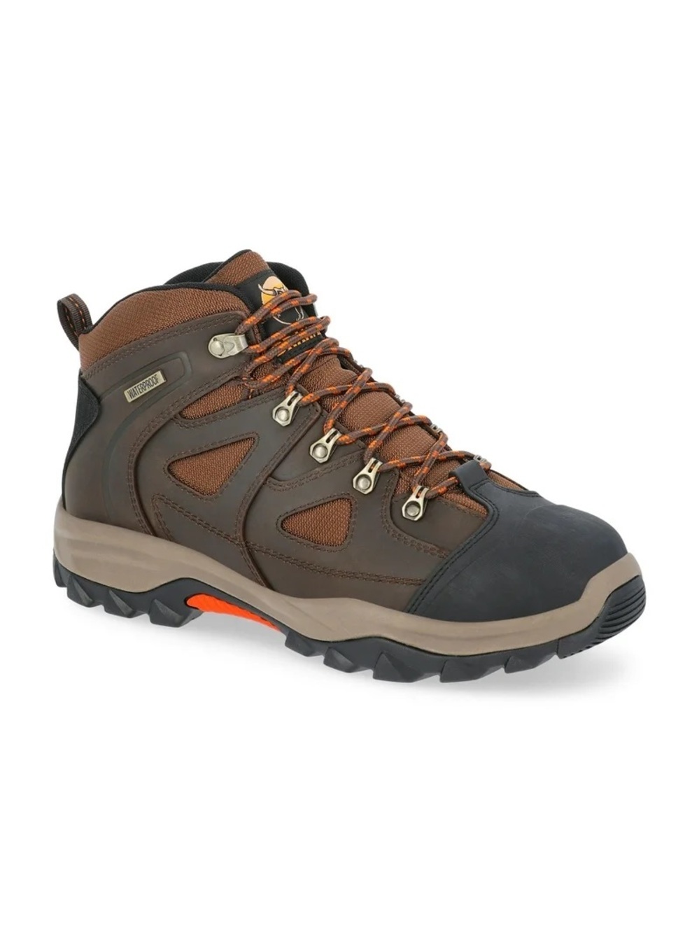 Brahma Brown and Black Men's Waterproof Hiking Boot with Orange Accents